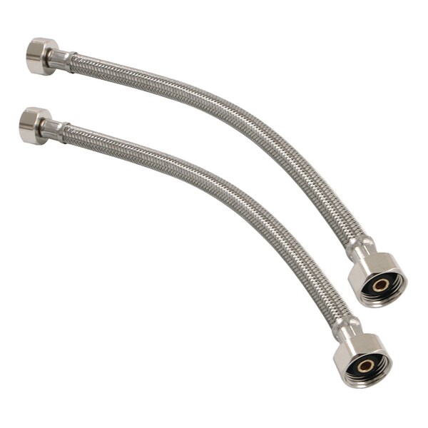 Kingston Brass KSSL142 12" Supply Line, Female 1/2" NPSM x Female 1/2" NPSM, Stainless Steel KSSL142 - main